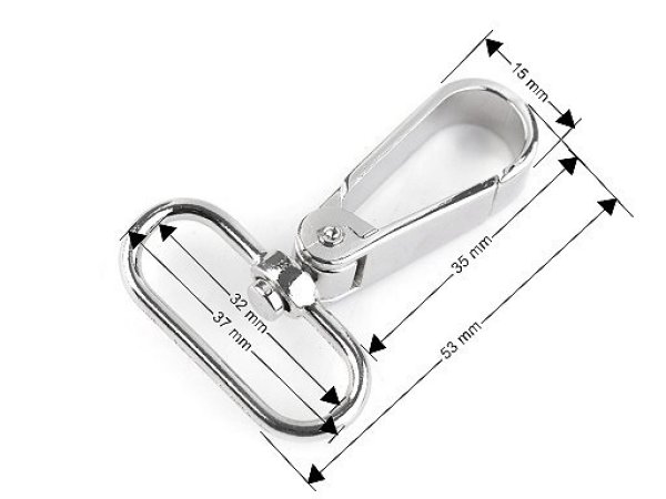 Kovová karabina s obrtlíkem průvlek 32 mm