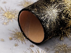 Vánoční organza s glitry šíře 36 cm