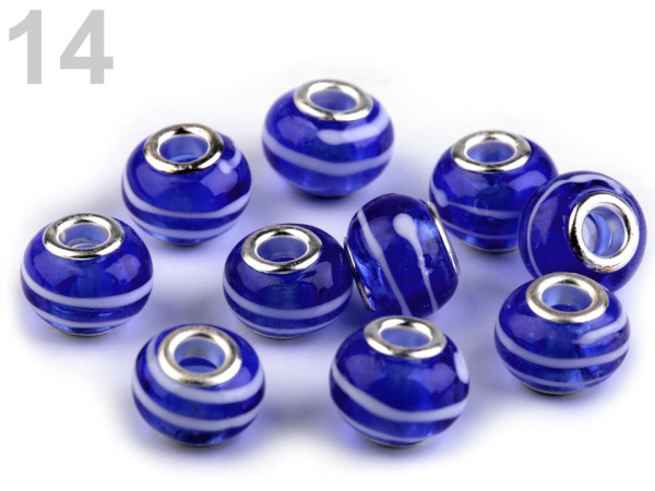 Skleněné korálky s velkým průvlekem 9x14 mm