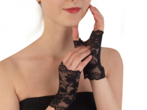 Společenské rukavice krajkové bez prstů