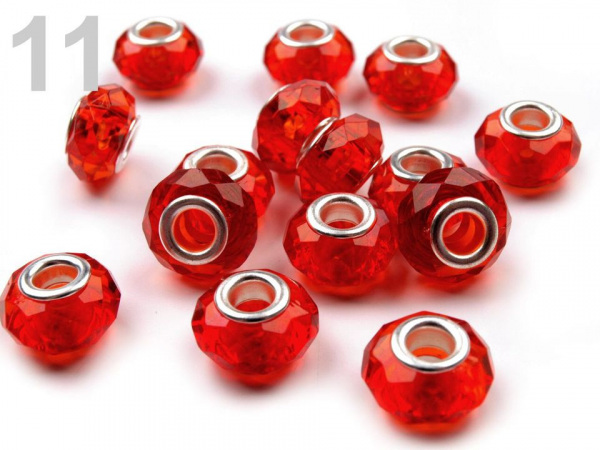 Plastové broušené korálky s velkým průvlekem 14,5x9 mm