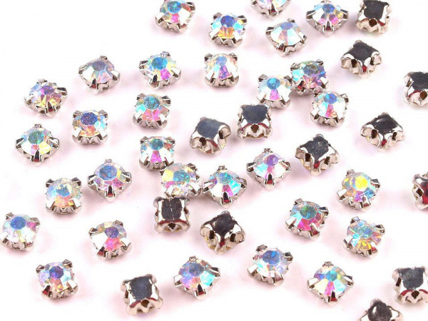 Našívací šatony / štras v pouzdře / kotlíku Ø4 mm