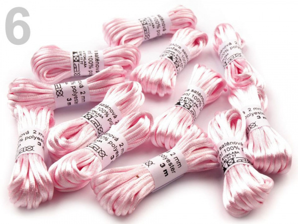 Saténová šňůra Ø2 mm svazek 3 m