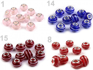 Skleněné korálky s velkým průvlekem 9x14 mm