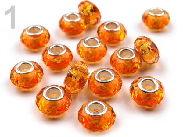 Plastové broušené korálky s velkým průvlekem 14,5x9 mm