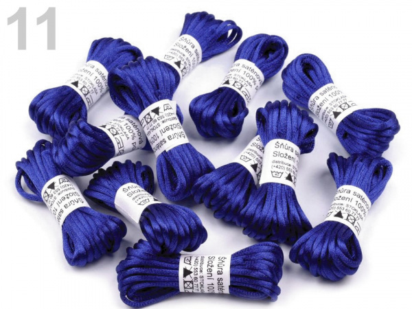 Saténová šňůra Ø2 mm svazek 3 m