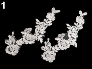 Monofilová aplikace / vsadka 7x18 cm s flitry a perlami