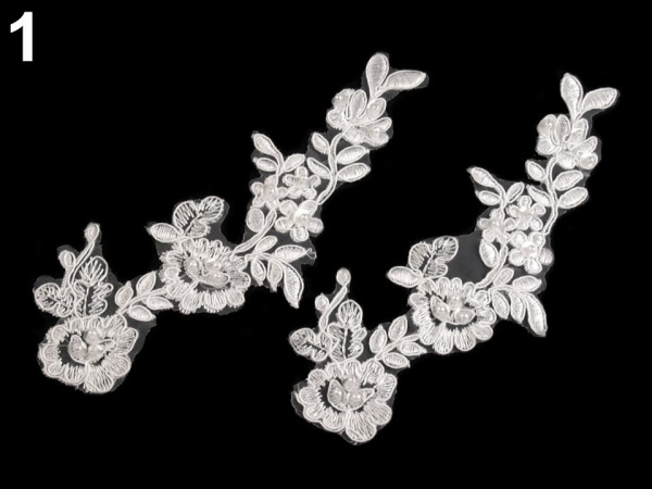 Monofilová aplikace / vsadka 7x18 cm s flitry a perlami