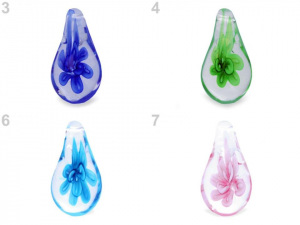 Skleněný přívěsek slza 17x32 mm