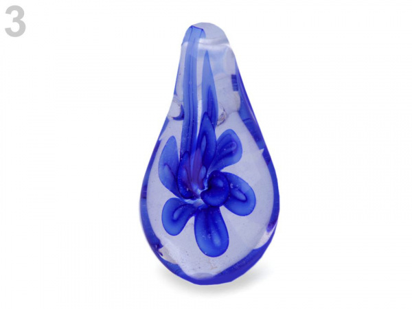 Skleněný přívěsek slza 17x32 mm