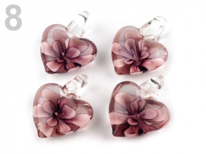 Skleněný přívěsek srdce 21x21 mm