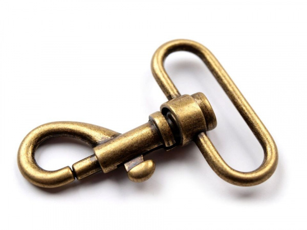 Kovová karabina průvlek 35 mm staromosaz