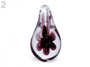 Skleněný přívěsek slza 17x32 mm