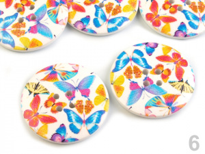 Dřevěný knoflík s květy velikost 60"