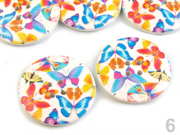 Dřevěný knoflík s květy velikost 60"