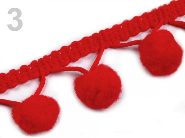 Prýmek šíře 20 mm s bambulkami Ø10 mm, 3 m