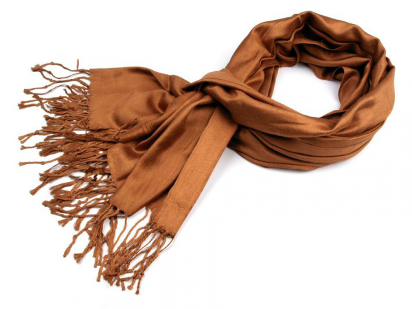 Šála Pashmina jednobarevná s třásněmi 70x180 cm