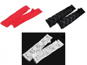 Dlouhé společenské rukavice krajkové bez prstů