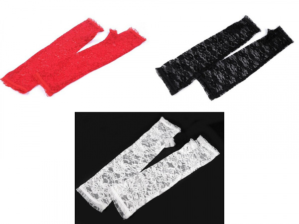 Dlouhé společenské rukavice krajkové bez prstů