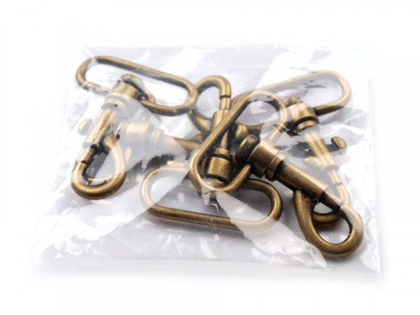 Kovová karabina průvlek 35 mm staromosaz