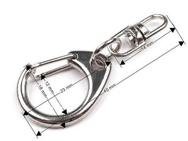 Kovová karabinka s obrtlíkem 18x40 mm
