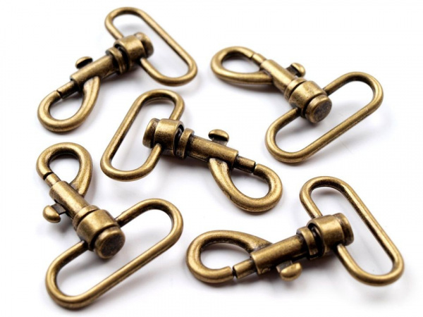 Kovová karabina průvlek 35 mm staromosaz