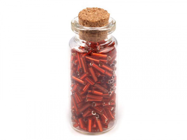 Skleněný rokajl v lahvičce tyčky 2x6 mm