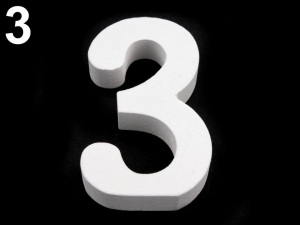 3D dekorace číslice, otazník, vykřičník výška 8 cm