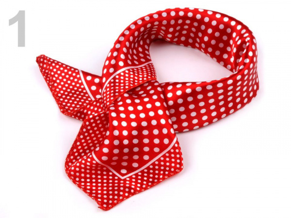 Saténový šátek s puntíky 47x47 cm