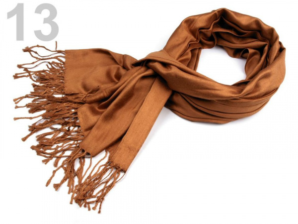 Šála Pashmina jednobarevná s třásněmi 70x180 cm
