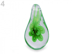 Skleněný přívěsek slza 17x32 mm