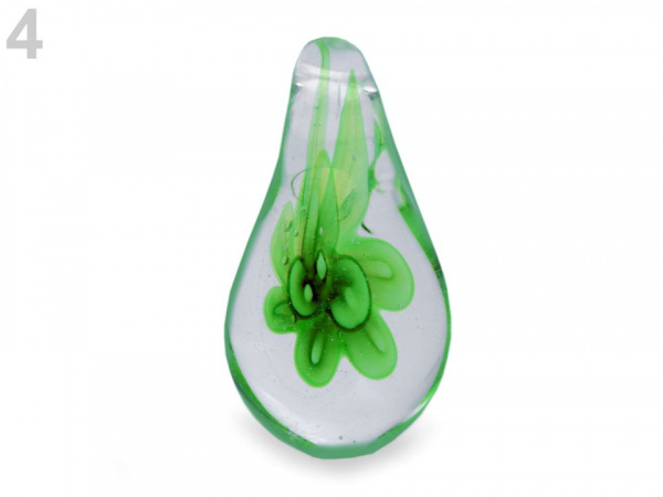 Skleněný přívěsek slza 17x32 mm