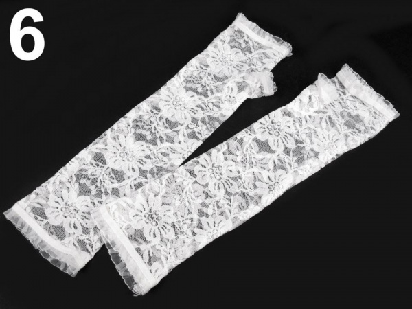 Dlouhé společenské rukavice krajkové bez prstů