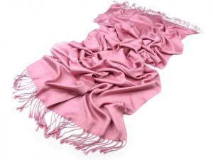 Šála Pashmina jednobarevná s třásněmi 70x180 cm