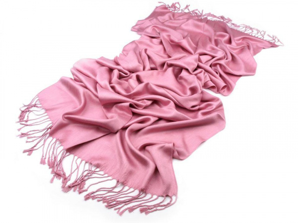 Šála Pashmina jednobarevná s třásněmi 70x180 cm