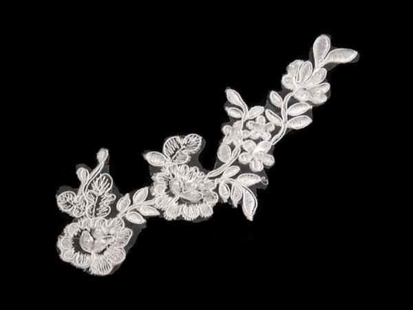 Monofilová aplikace / vsadka 7x18 cm s flitry a perlami