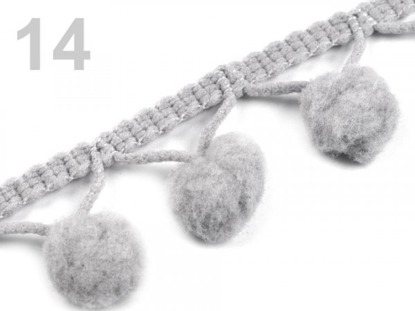 Prýmek šíře 20 mm s bambulkami Ø10 mm, 3 m