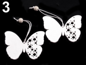 Dekorace dřevěná - květ, srdce, motýl