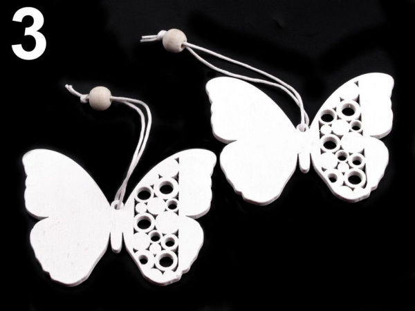 Dekorace dřevěná - květ, srdce, motýl