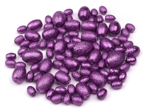 Skleněné voskové perly mix velikostí vroubkované oválky