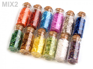 Skleněný rokajl v lahvičce tyčky 2x6 mm