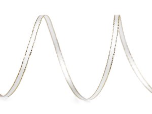 Atlasová stuha oboulící s lurexovým okrajem šíře 3 mm vánoční