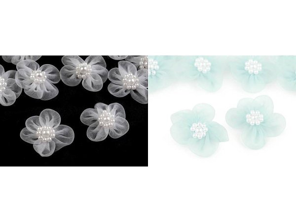 Monofilový květ Ø3-3,5 cm s perlami